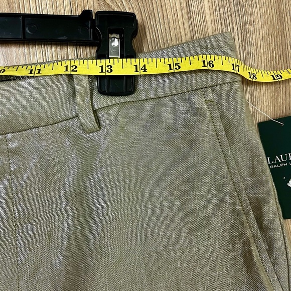 LAUREN RALPH LAUREN NWT Womens Larabeth Linen Metallic Wide Leg Pants Silver 12 - Picture 5 of 9